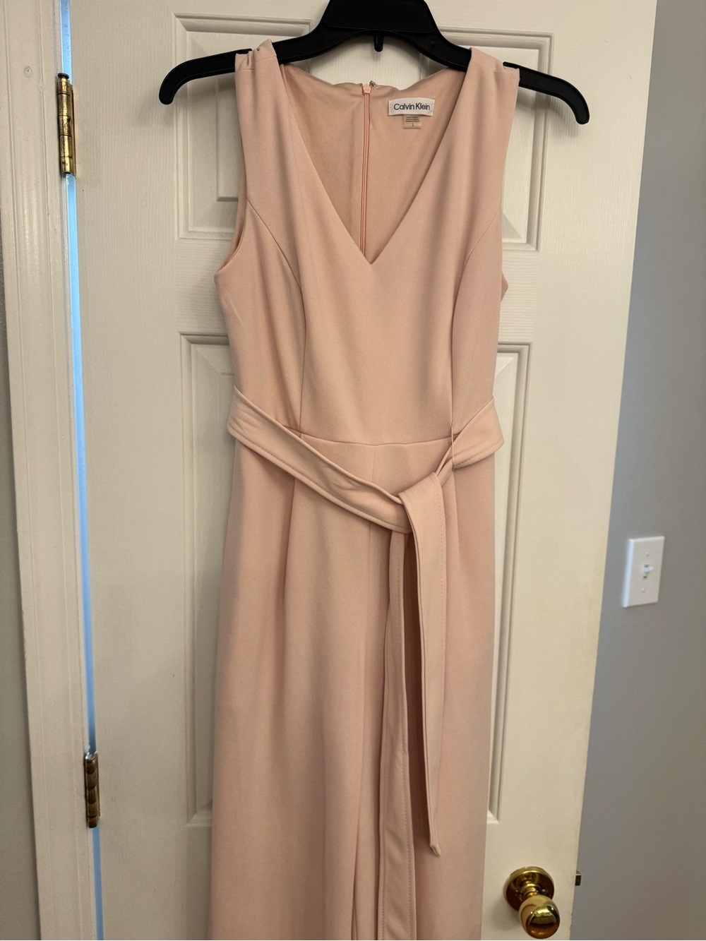 Calvin Klein Pink Sleeveless V-Neck Belted Romper